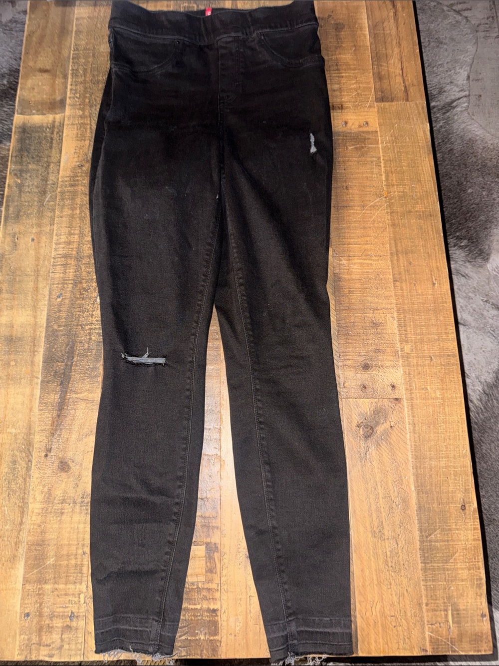 SPANX Black Distressed Skinny Jeggings for Women